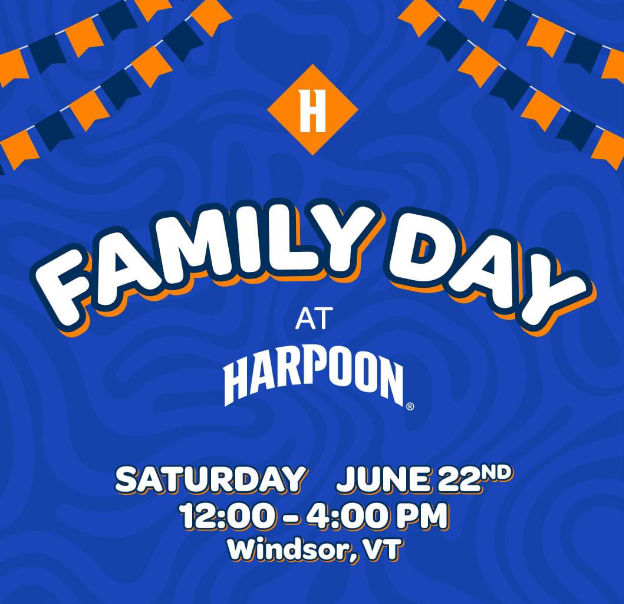 infographic for Family Day at Harpoon Brewery with date, time, and location